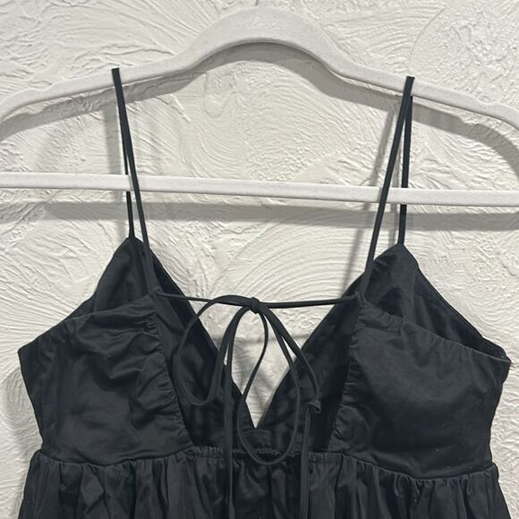 NIA Black Poplin Babydoll Mini Dress Size Medium - Picture 5 of 8